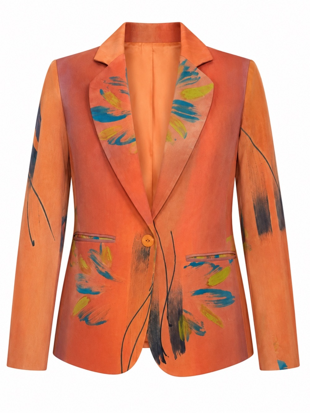 Behind Blue Eyes Hand-Painted Watercolor Artistic Motif Blazer Size S/M